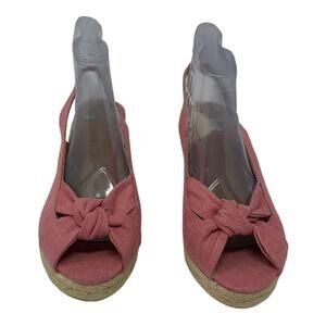 Talbots pink canvas wedge peep toes slingback sandals size 8.5
